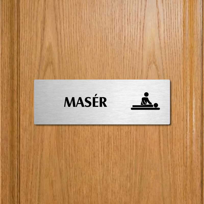 Masér, 240x79mm, stříbrná popiska s rámečkem